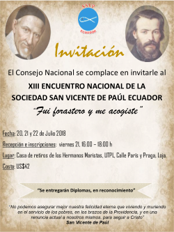 Invitación al XIII Encuentro Nacional SSVP Loja 2018